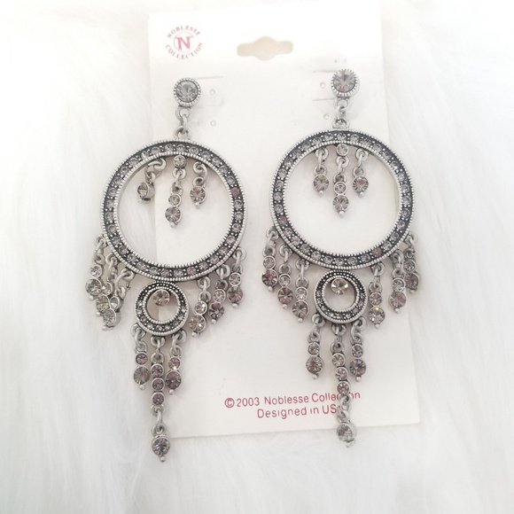 Silver dangling circle earrings - Picture 1 of 2